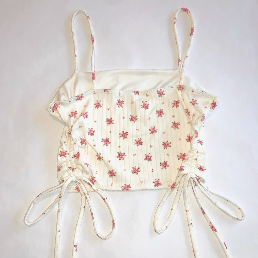 Ruched floral crop top
